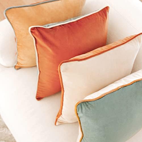 MONDAY MOOSE Decorative Throw Pillow Covers Cushion Cases, Set of 4 Soft Velvet Modern Double-Sided Designs, Mix and Match for Home Decor, Pillow Inserts Not Included (26x26 inch, Orange/Teal) - Image 5
