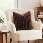 decorUhome Fall Faux Fur Throw Pillow Covers 26x26 Set of 2 Dark Brown - Image 3