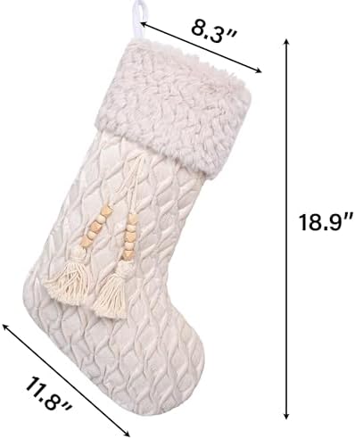 BHD BEAUTY Bohemian Style Christmas Stocking Set of 4 Tassel Xmas Stocking Boho Macrame Decorations Farmhouse Mantel Hanging Ornament for Xmas Holiday Party - Image 5