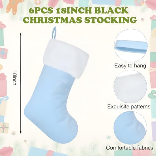6 Pcs 18in Pastel Christmas Stockings Macaron Velvet Xmas Stockings - Image 2