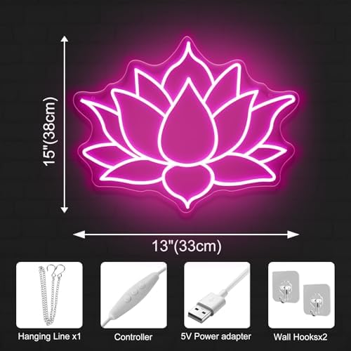 Geometric Lotus Flower Neon Sign – Mandala Style LED Wall Light Dimmable - Image 5