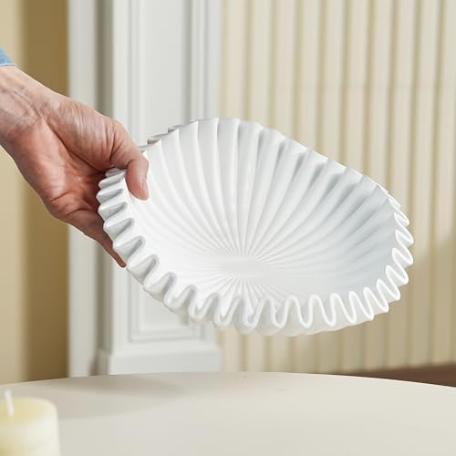 FESTGLOX White Decorative Bowl, Decorative Fruit Bowl for Kitchen Counter - Image 3
