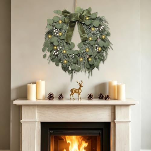 24 inch Christmas Wreath, Artifical Norfolk Pine Door Wreaths - Image 2