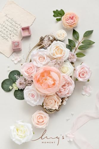 Ling's moment Artificial Pink Flowers Combo, Blush, Grand - Image 5