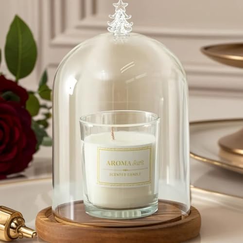 Glass Cloche Dome Bell Jar Display Case with Small Christmas Tree Top and Wooden Base for Plant,Collectibles (Medium:4.7 * 6.3 inches) - Image 4