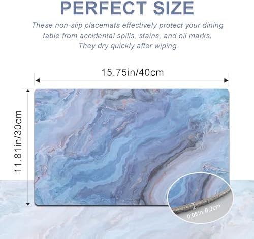 Marble Faux Leather Placemats Set of 4 - Heat Resistant Placemats for Dinner Table, Non-Slip Waterproof Oil-Proof Washable Reusable Placemat for Indoor Outdoor Kitchen Decor, 15.75In*11.81In - Image 5