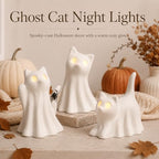 3PCS Ceramic Ghost Cat Light Up Decor Cat Ghost Halloween Decor - Image 2