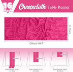 16 Pack Hot Pink Table Runner 10FT Cheesecloth Table Runner Boho Gauze Table Runners Long Rustic Sheer Fabric Table Runners for Wedding Party Bridal Shower Farmhouse & Home Decor - Image 2