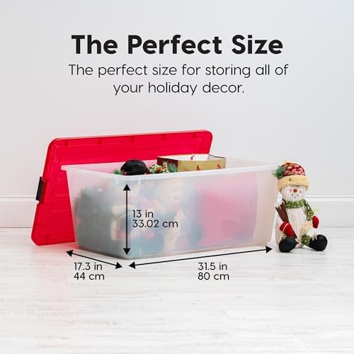 IRIS USA 4-Pack, 91 Qt. Holiday Storage Bin with Lids, Red - Image 2