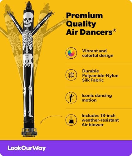 LookOurWay Halloween Air Dancers Inflatable Tube Man Set | 20ft Skeleton Wacky Waving Inflatable with 12-Inch Blower | Outdoor Halloween Decorations & Halloween Blow Ups for Business or Yard Display - Image 2