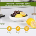 FNTSTICGOODS Travertine Decorative Bowl - 7.8” Diameter & 2” Height - Key Bowl for Entryway Table - Organic Modern Centerpiece - White/Gray - Image 7