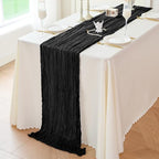 Sioloc Black Cheesecloth Table Runner Fall Autumn Decor for Home 10ft Table Cloth for Wedding Birthday Party Halloween Thanksgiving Decorations - Image 3
