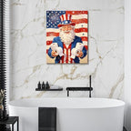 Funny Patriotic Uncle Sam Canvas Wall Art 4th of July USA Flag Fireworks Oil Painting Humorous Toilet Paper American Flag Wall Decor Independence Day Bathroom Home Decor 16x24in - Image 3