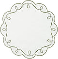 16.5 Inch Ribbon Twirl Embroidery Round Placemats Set of 4, Scalloped Round Table Mats for Party Kitchen Dining Decoration, Green by OPEXSCAL