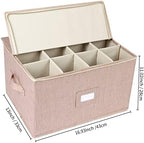 Wine Glass Storage Box, Stemware Storage Containers Cases with Dividers - Image 2