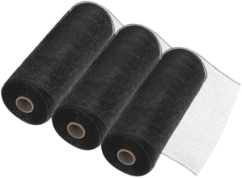 MECCANIXITY 3pcs 10 Inch Poly Burlap Mesh for Wreath, Decorative Mesh Fabric Ribbon 10 Yard for Fall Easter Christmas Flower Bow, Black by MECCANIXITY