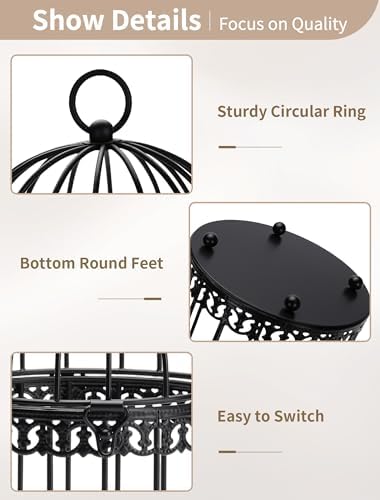 NUPTIO Vintage Bird Cage Lantern, Black Bird Cage Decor Candle Lanterns - Image 6