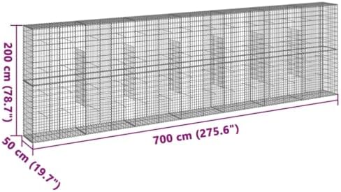 vidaXL Gabion Basket with Cover 275.6"x19.7"x78.7" Galvanized Iron - Image 3