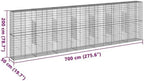 vidaXL Gabion Basket with Cover - Galvanized Iron Outdoor Decorative Retaining Wall Cage, 275.6"x19.7"x78.7" - Image 3