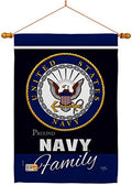 Breeze Decor HS108412-BO-03 Navy Proudly Family Americana Military Decorative Vertical House Flag Set, 28"x 40" w/Flagpole, Multi-Color by Breeze+Decor