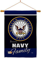 Breeze Decor HS108412-BO-03 Navy Proudly Family Americana Military Decorative Vertical House Flag Set, 28"x 40" w/Flagpole, Multi-Color by Breeze+Decor