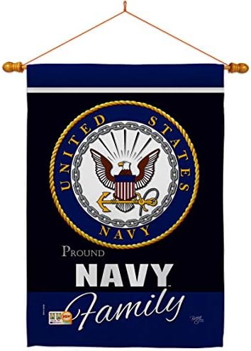 Breeze Decor HS108412-BO-03 Navy Proudly Family Americana Military Decorative Vertical House Flag Set, 28"x 40" w/Flagpole, Multi-Color by Breeze+Decor