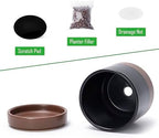 D'vine Dev 4-Pack Ceramic Pots with Saucers, Black/Tan, 3.5 in, 94-X-A-7 - Image 4