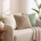 decorUhome Fall Faux Fur Throw Pillow Covers 26x26 Set of 2 Cream White - Image 2
