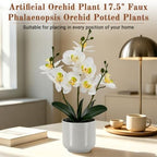 Fake Orchid-17.5”tall Artificial Indoor Potted Plant for Home Decor-White - Image 6