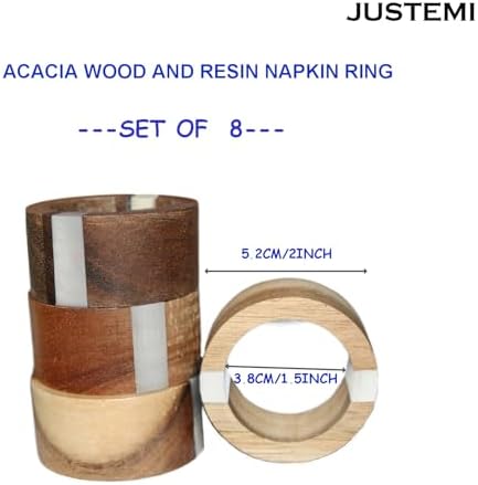 Wooden Napkin Rings Set of 8 for Dinning Table Decor - Acacia Wood Resin Napkin Holde for Cloth Napkin (Round Shape,Ivory Color) - Image 6