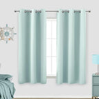 Mint/Seafoam Green Curtains for Bedroom 2 Panels Set,Retro Blackout Grommet Heat Light Blocking Darkening Short Window Curtain Blinds for Baby Room,54 Inch Length Solid Powder Aqua Egg Blue Colored by KOUFALL