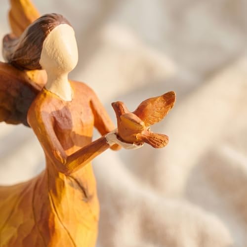 Hand-Painted Resin Angel Statue with Bird and Autumn Leaf, Warm Fall Home Decor Figurine for Shelf, Tabletop, Office Desk, Cozy Living Room Decoration, Ideal Thanksgiving Decorations - Image 7