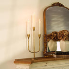 Romadedi Brass Candelabra Candlestick Holders, Gold - Image 2