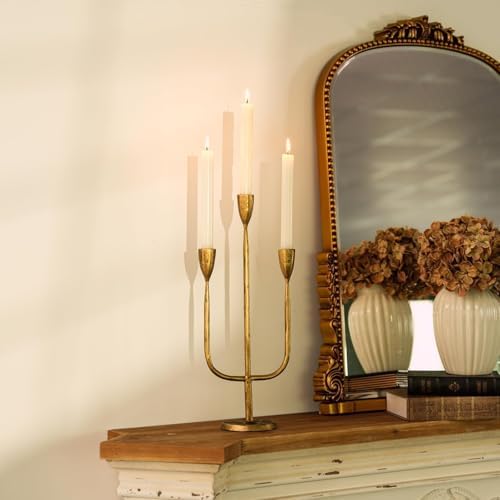 Romadedi Brass Candelabra Candlestick Holders, Gold - Image 2