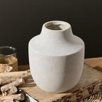 Mitt&Ditt Ceramic Flower Vase, 7.5 inch Off-White Farmhouse Rustic Vase, Handcrafted Weathered Pottery Vases, Small Flower Terracotta Vases for Home Decor, Living Room, Table, Shelf - Image 3