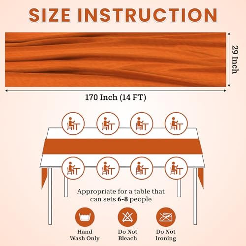 MDS Pack of 10 | Brunt Orange | 14ft Chiffon Table Runner 29x170 Inches Long Romantic Rustic Sheer Gauze Runner for Wedding Bridal Shower Birthday Banquets Engagement Spring Easter Boho Decorations - Image 3