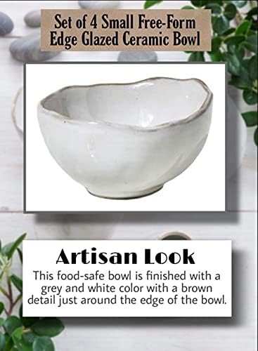 Serene Spaces Living Set of 4 Extra Small Free-Form Edge Glazed Ceramic Bowl, Wedding Planners, Event Stylists, Home Decor, Restaurant Tablescapes, 4" Diameter, 2.25" Tall - Image 5