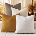 a moment Waterproof Throw Pillow Covers Set of 4,20x20 Inch Outdoor Stain Resistant Pet Friendly Pillowcases Cushion Covers for Patio Sofa and Living Room,Brown by amoment