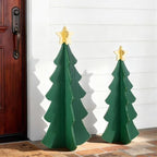 Glitzhome Set of 2 Wood Christmas Trees Porch Decor,Interlocking Xmas Porch Sign with Gold Star Toppers,Standing Porch Sign for Front Door Indoor Outdoor Holiday Decor,36" H &30" H - Image 4
