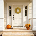 24" Yellow Fall Wreath for Front Door, Artificial Mums Autumn Wreath - Image 7