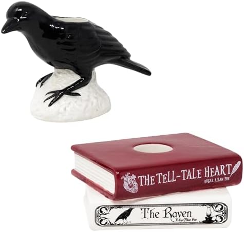 Steel Mill & Co. Ceramic Tapered Candle Holder Set of 2, The Raven by SteelMillCo