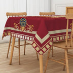 Retro Chinese Style Print Tablecloth 70x90 Inch Red and Gold Chinese Pattern Bordered Fabric Table Cloth Polyester Waterproof Reusable Rectangle Table Cover for Cottage Kitchen Dining Decor - Image 3