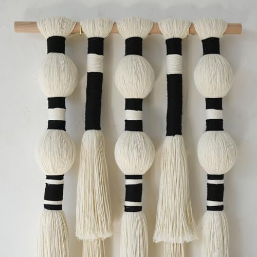 Macrame Wall Hanging Boho Spherical Tassels Geometric Decor 15.7"W*39"L - Image 6
