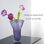 8'' Blown Glass Flower Vase, Decorative Modern Vase Centerpieces (Purple) - Image 5
