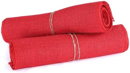 MDS® Pack of 10 Natural Burlap Table Runner, 12 x 72 Inch, Jute Rustic Farmhouse Boho Table Decor for Wedding Reception, Dining Table, Bridal Shower, Baby Shower & Party Decorations - Red - Image 5