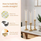 NUPTIO Hurricane Candle Holders, Set of 6 Gold Taper Holders with Glass - Image 6