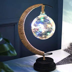 LED Decorative Enchanted Lunar Lamp with USB Power,Table Lamp Lunar Crescent Ramadan Lamps Bedside Night Lights Gifts Suitable for Christmas Birthday 5.5 * 5.1 * 11inch（Round Ball Color） - Image 3