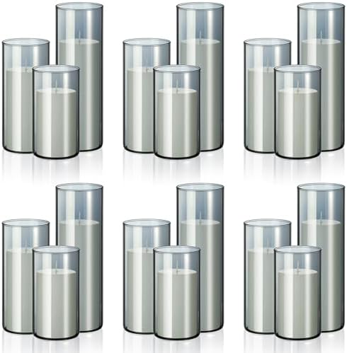 Shihanee 36 Pillar Candles,2.6'' X 4.7'', 5.9'', 7.9'',Smoke Gray,White by Shihanee