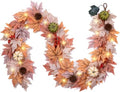 6FT Lighted Handcrafted Fall Garland, 30 LED Lights & 8-Mode Auto Timer by MISF