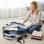 Abstract Oil Painting Round Storage Bag 36 Inch, Black White Grey Watercolor Modern Art Clothes Storage Container with Handles Heavy Duty Organizer for Comforter, Bedding & Holiday Wreaths - Image 3